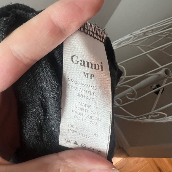 Anthropologie Ganni Threaded Trails Winter Jersey Swing Dress Size MP Charcoal - Picture 4 of 4